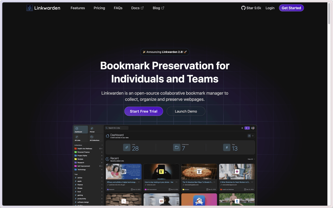 LinkWarden - Self-hosted Bookmark Manager solution