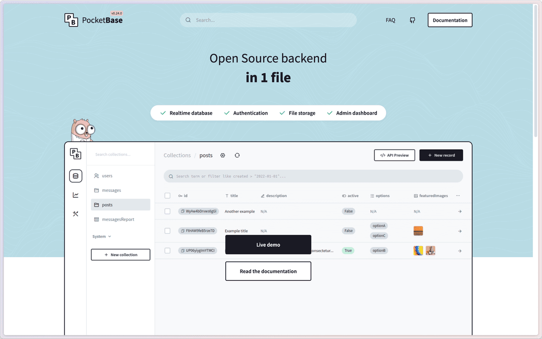 Pocketbase - Self-hosted Database solution
