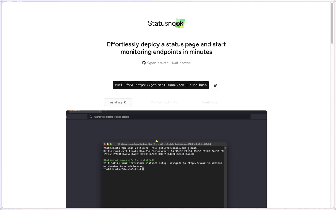 Statusnook - Self-hosted Status Page solution