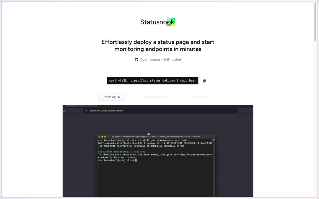 Self Host Statusnook - Monitoring tool