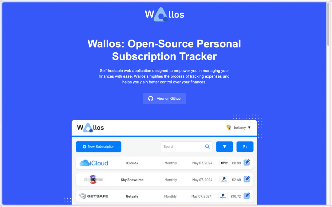Self Host Wallos - Personal finance app